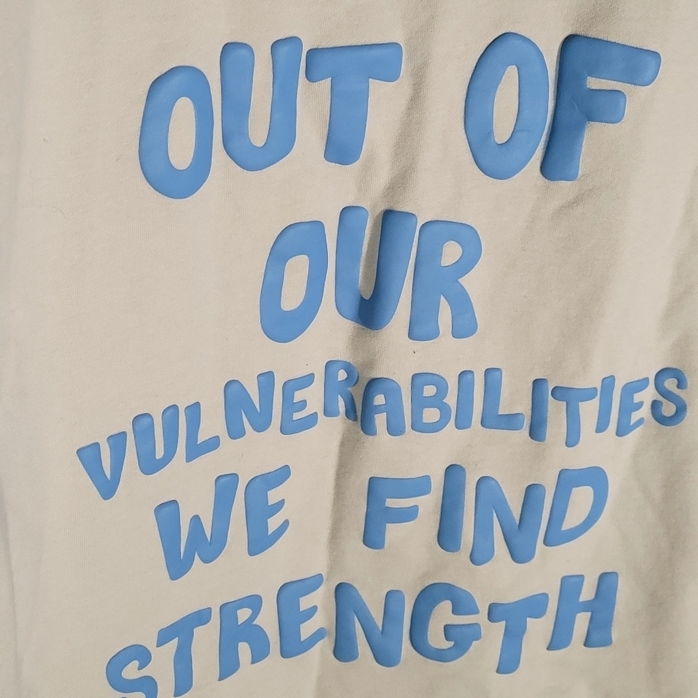 Oversized White Hoodie with Blue Graphic Text - Picture 6 of 9